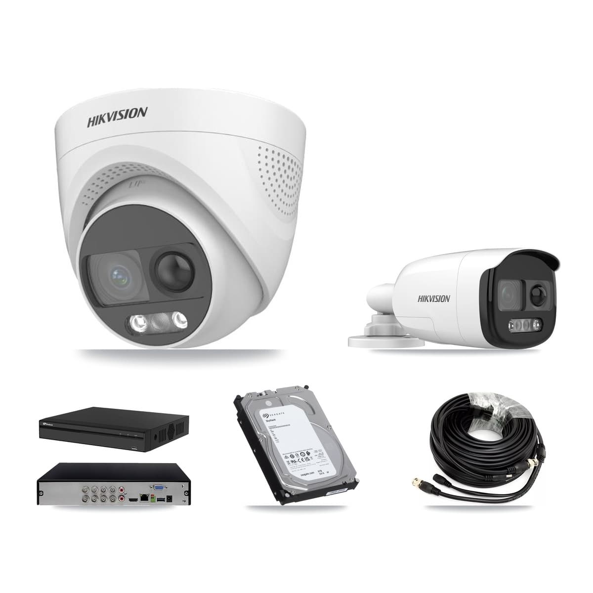 Hikvision & Prolux 8-Channel 5MP CCTV Kit — 1 Bullet + 3 Turret Cameras + 6TB Recording (PXD-5108HS Recorder)