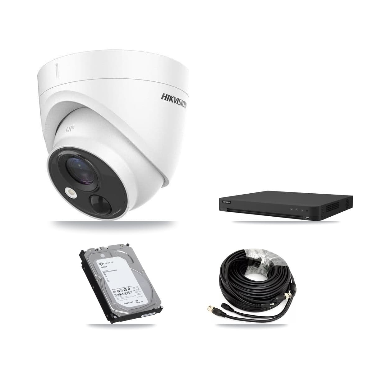 Hikvision 16-Channel 5MP CCTV Kit — 4 DS-2CE71H0T Turret Cameras + 6TB Recording (IDS-7216HUHI Recorder)