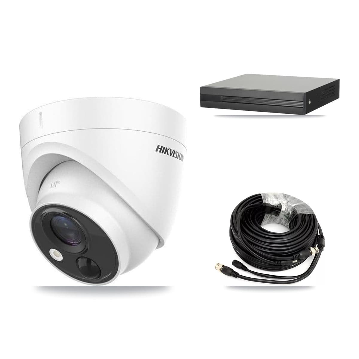 Hikvision 4-Channel 5MP CCTV Kit — 2 DS-2CE71H0T Turret Cameras + 3TB Recording (XVR-3104HS Recorder)