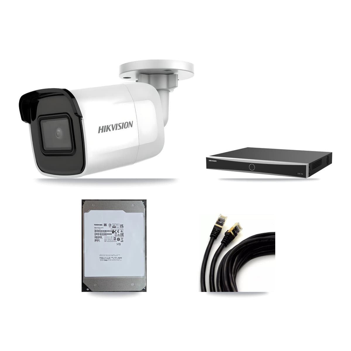 Hikvision 16-Channel 4K CCTV Kit — 8 Bullet Cameras + 14TB Recording (DS-7616NXI Recorder)