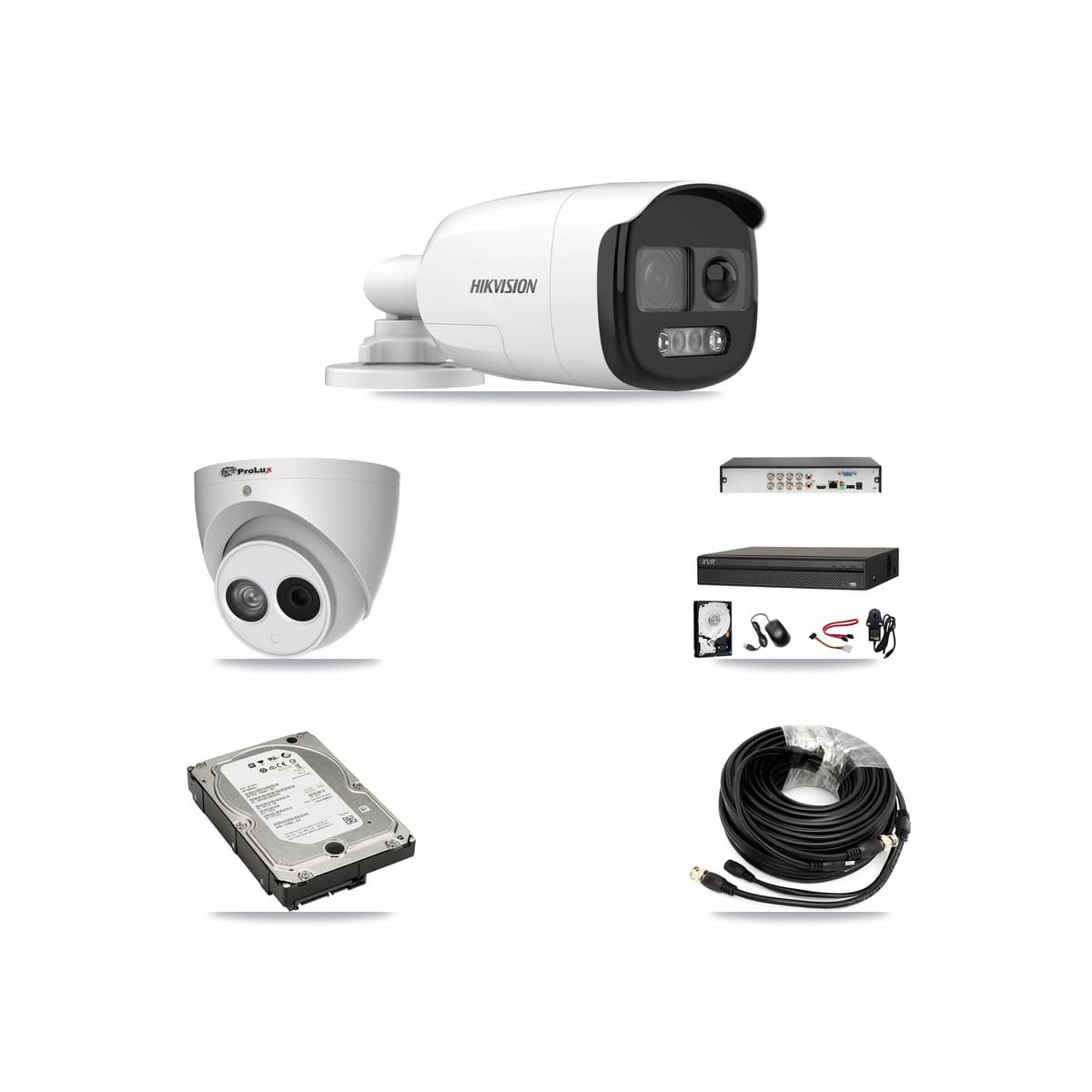 8-Channel 4MP – 5MP CCTV Kit — 3 DS-2CE12KF3T 5MP Bullet + 1 PXC-612C4W-A 4MP Turret Cameras + 5TB Recording (XVR-3108AD Recorder)