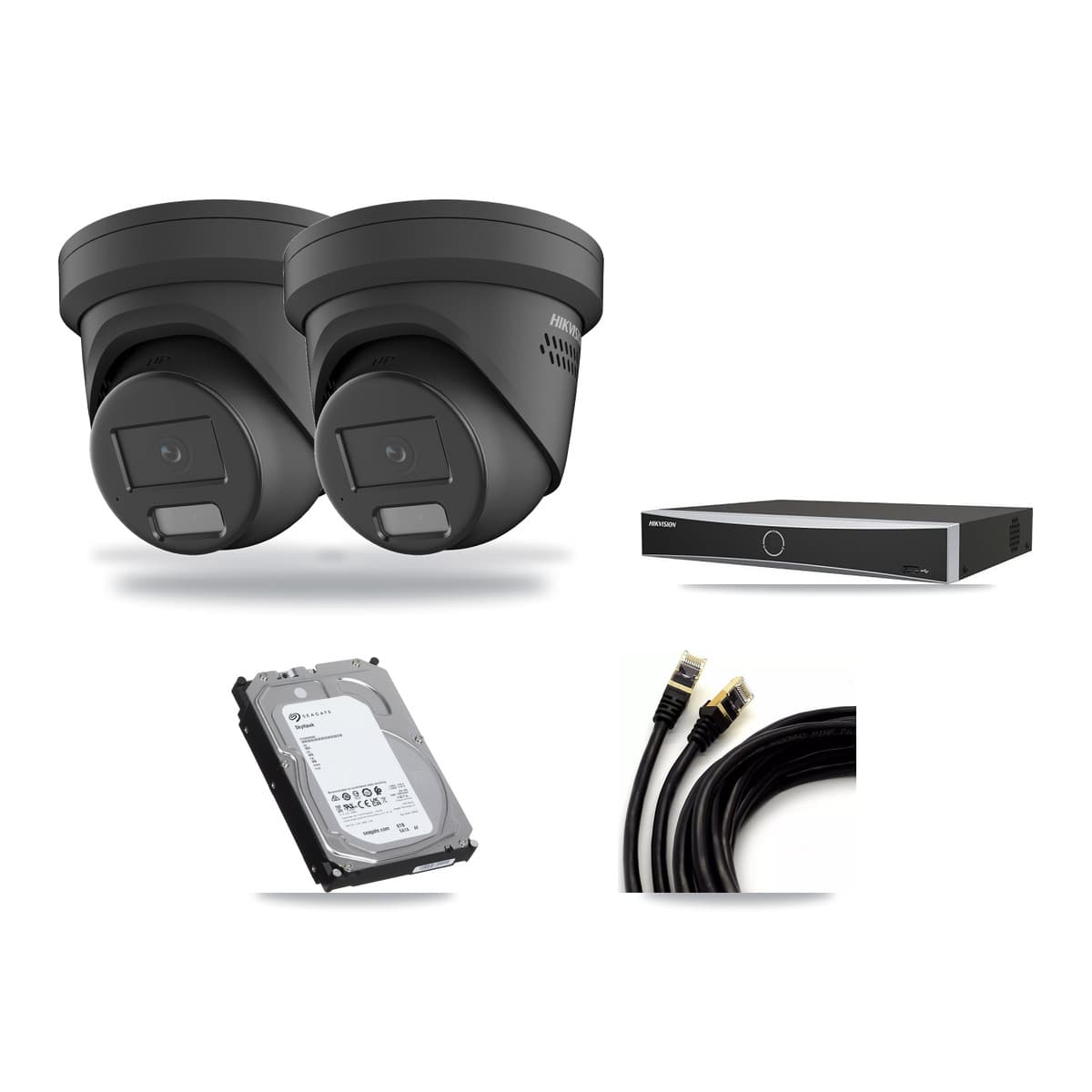 Hikvision 4-Channel 4MP CCTV Kit — 2 Black Turret Cameras + 6TB Recording - Image 1