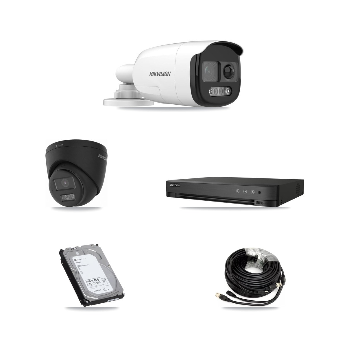 Hikvision 4-Channel 5MP – 4K CCTV Kit — 1 5MP Bullet + 1 Black 4K Turret Cameras + 6TB Recording