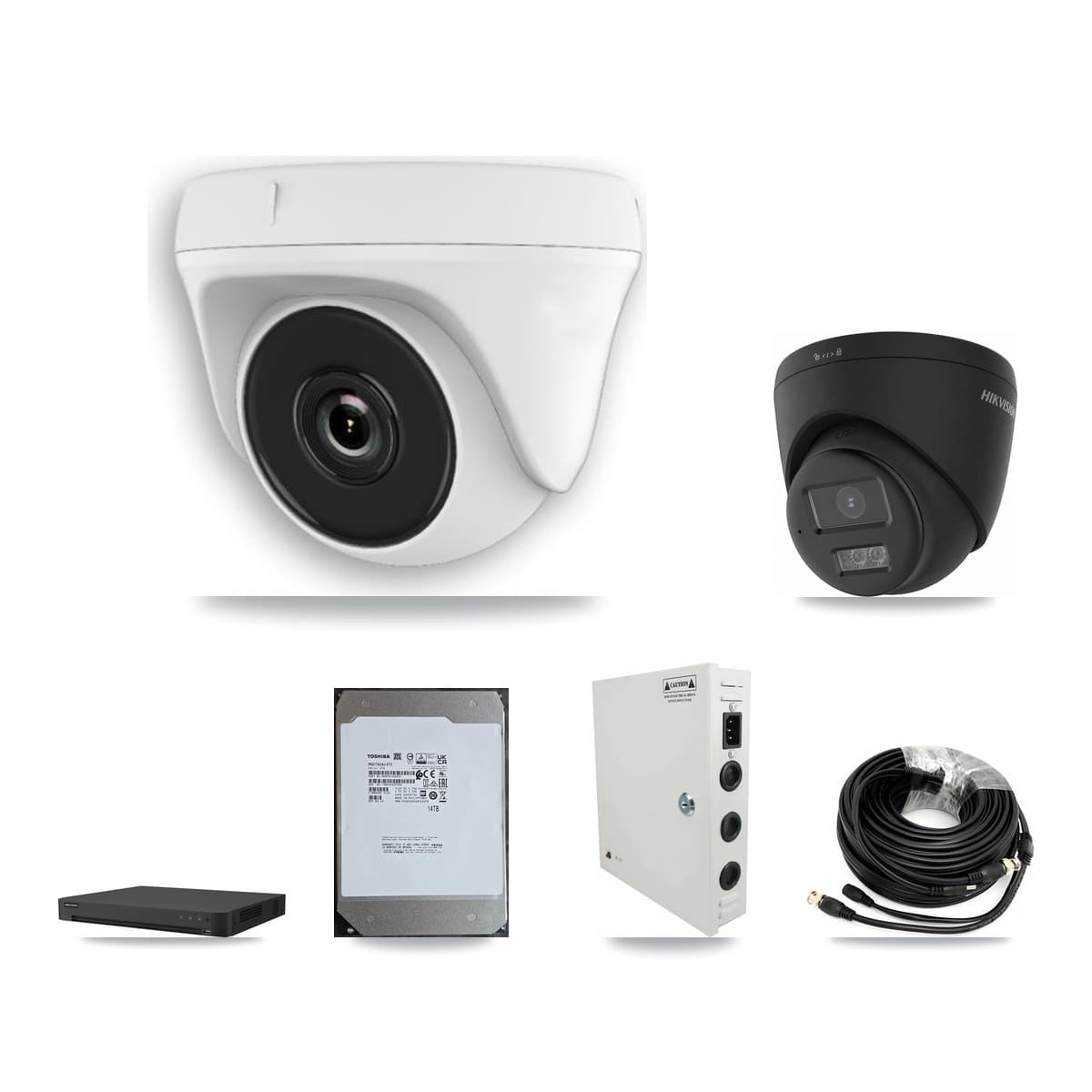Hikvision 16-Channel 2MP – 4K CCTV Kit — 3 Black 4K Turret + 8 White 2MP Dome Cameras + 14TB Recording