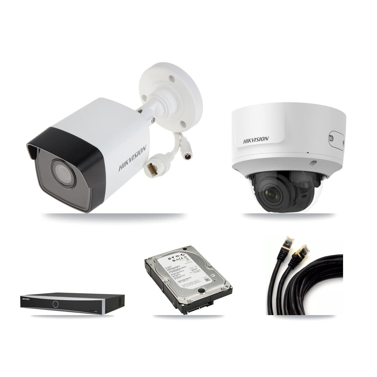 Hikvision 4-Channel 2MP – 5MP CCTV Kit — 3 5MP Bullet + 1 2MP Dome Cameras + 5TB Recording