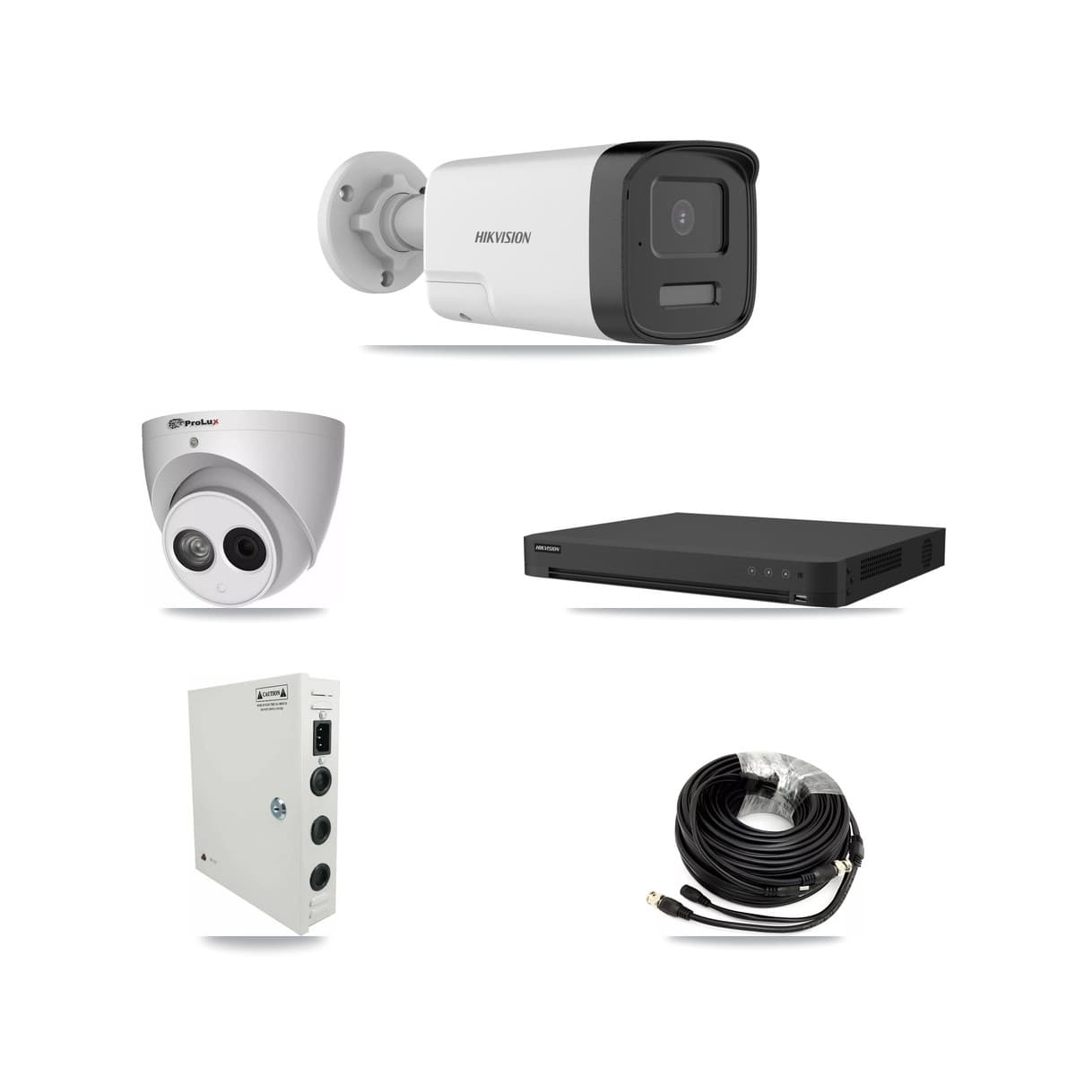 Hikvision & Prolux 32-Channel 4MP – 5MP CCTV Kit — 11 DS-2CE17K0T 5MP Bullet + 1 PXC-612C4W-A 4MP Turret Cameras + 2× 8TB Recording