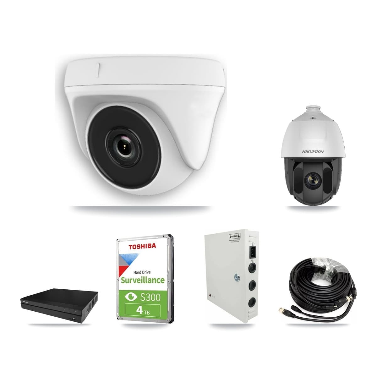 Hikvision & Prolux 8-Channel 2MP CCTV Kit — 1 PTZ + 5 White Dome Cameras + 4TB Recording (PXD-5208AN Recorder)