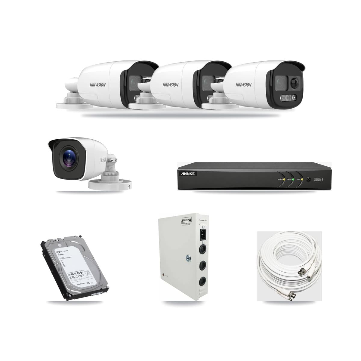 4-Channel 4MP – 5MP CCTV Kit — 3 5MP + 1 4MP Bullet Cameras + 6TB Recording (AN-DV4-8MP Recorder) - Image 1