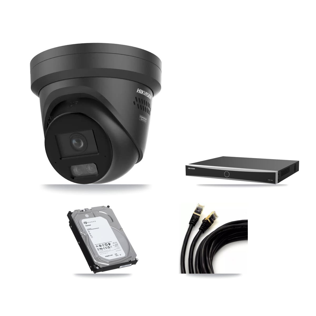 Hikvision 16-Channel 4K CCTV Kit — 2 Black DS-2CD2387G3 Turret Cameras + 6TB Recording