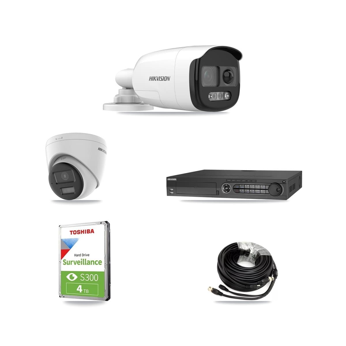 Hikvision 32-Channel 5MP CCTV Kit — 2 Bullet + 1 Turret Cameras + 4TB Recording (DS-7332HQHI Recorder)