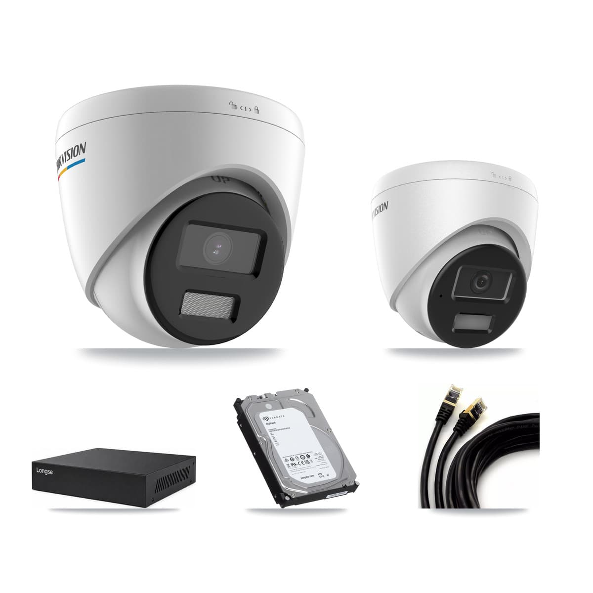 Hikvision & Longse 8-Channel 2MP – 4MP CCTV Kit — 7 2MP + 1 4MP Turret Cameras + 6TB Recording