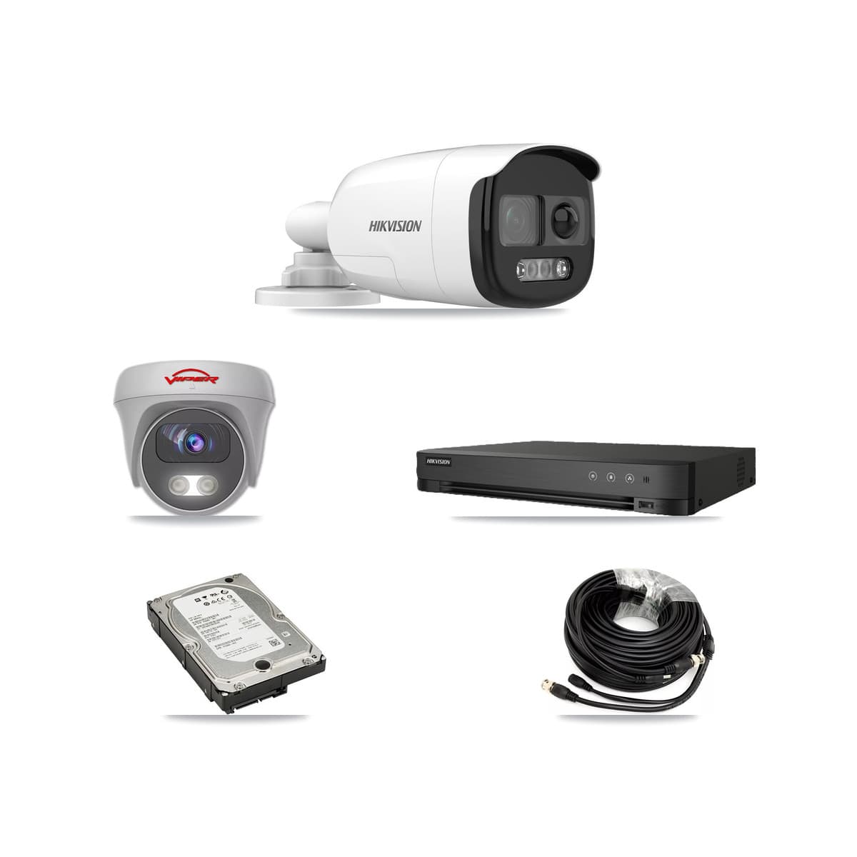 Hikvision & Viper 8-Channel 5MP CCTV Kit — 3 DS-2CE12KF3T Bullet + 1 White VIPER-5MP-3K Cameras + 5TB Recording (IDS-7208HQHI Recorder)
