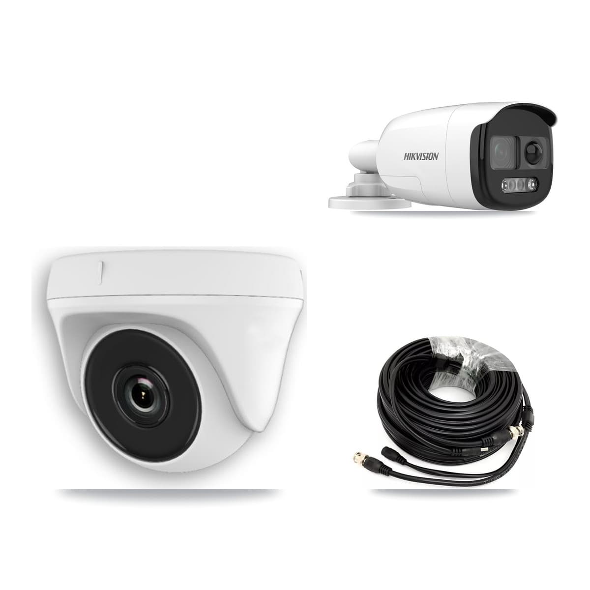 Hikvision 32-Channel 2MP – 5MP CCTV Kit — 1 DS-2CE12KF3T 5MP Bullet + 3 White HDT-2MP-N20W 2MP Dome Cameras + 3TB Recording (DS-7332HQHI Recorder)