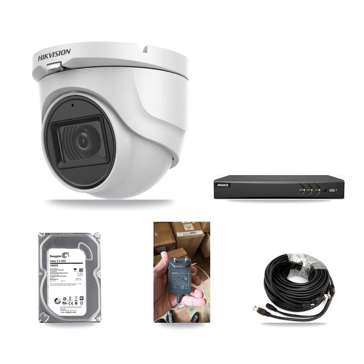 Hikvision & ANNKE 4-Channel 5MP CCTV Kit — 1 DS-2CE76H0T Turret Camera + 1TB Recording - Image 1