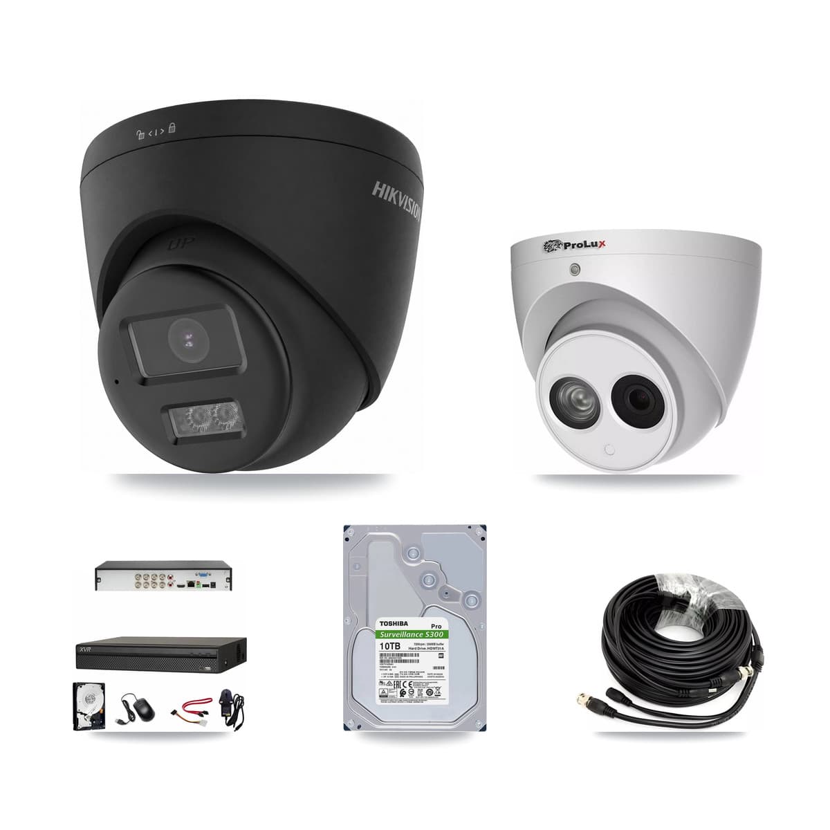8-Channel 4MP – 4K CCTV Kit — 5 Black 4K + 1 4MP Turret Cameras + 10TB Recording (XVR-3108AD Recorder)