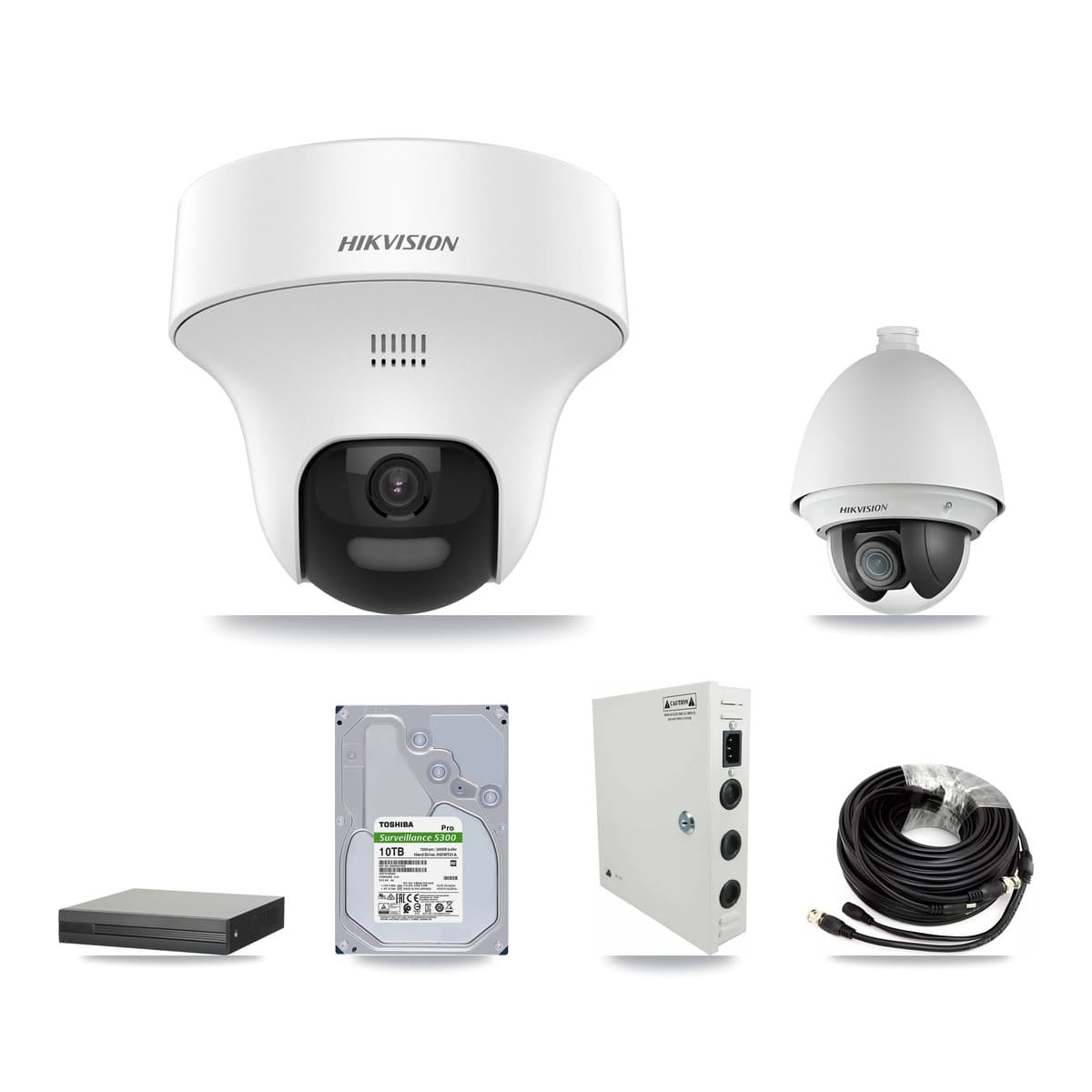 Hikvision 16-Channel 2MP – 5MP CCTV Kit — 1 DS-2AE4225T 2MP PTZ + 11 DS-2CE70K0T 5MP Turret Cameras + 10TB Recording
