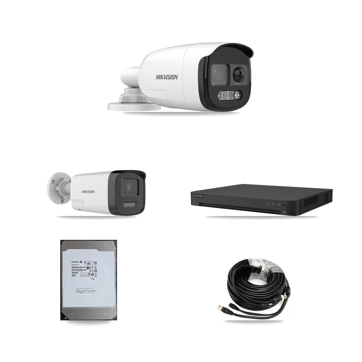 Hikvision 16-Channel 5MP CCTV Kit — 4 DS-2CE12KF3T + 4 DS-2CE17K0T Bullet Cameras + 14TB Recording