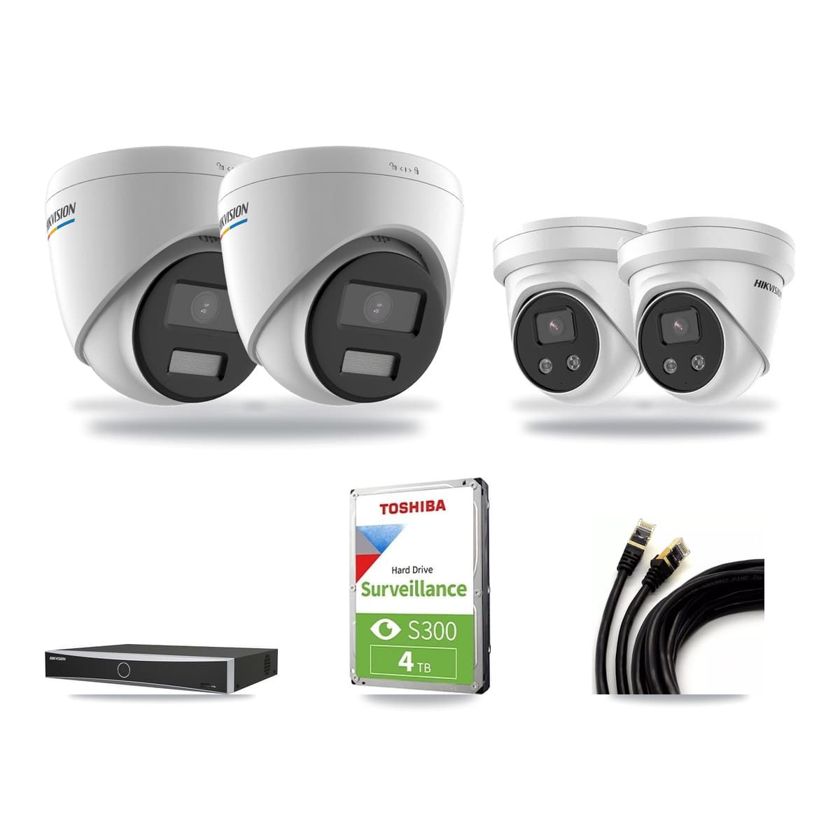 Hikvision 4-Channel 2MP – 5MP CCTV Kit — 2 2MP + 2 5MP Turret Cameras + 4TB Recording - Image 1
