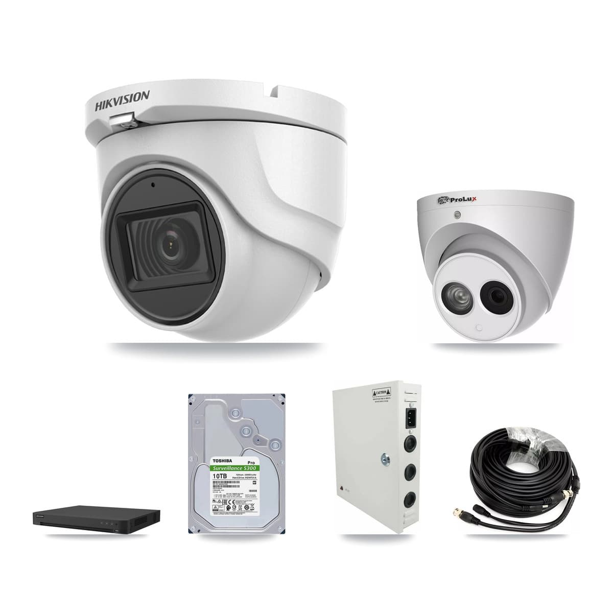 Hikvision & Prolux 32-Channel 4MP – 5MP CCTV Kit — 11 5MP + 5 4MP Turret Cameras + 2× 10TB Recording - Image 1