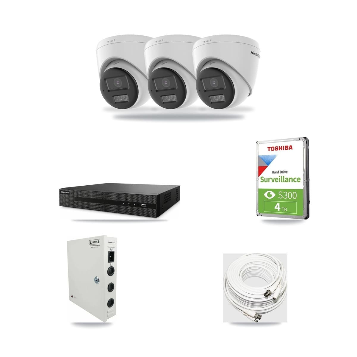 8-Channel 5MP CCTV Kit — 3 DS-2CE78K0T-LTS Hikvision Turret Cameras + 4TB Recording (DVR-8CH-HYL8MP Recorder) - Image 1