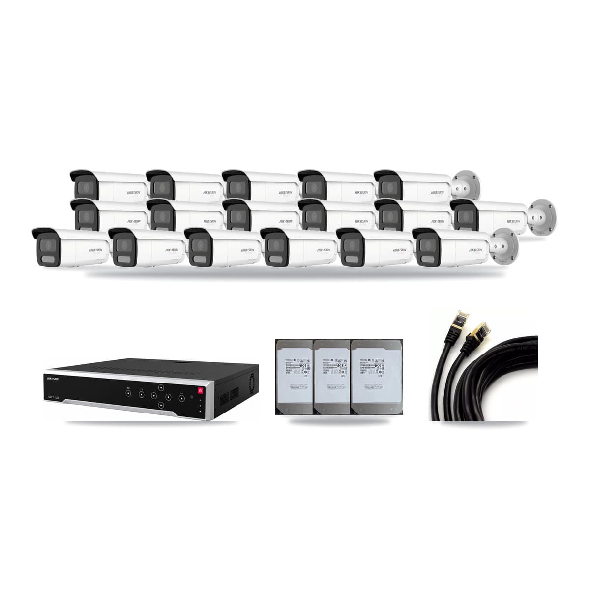 Hikvision 32-Channel 4MP – 4K CCTV Kit — 1 4MP + 16 4K Bullet Cameras + 3× 14TB Recording - Image 1