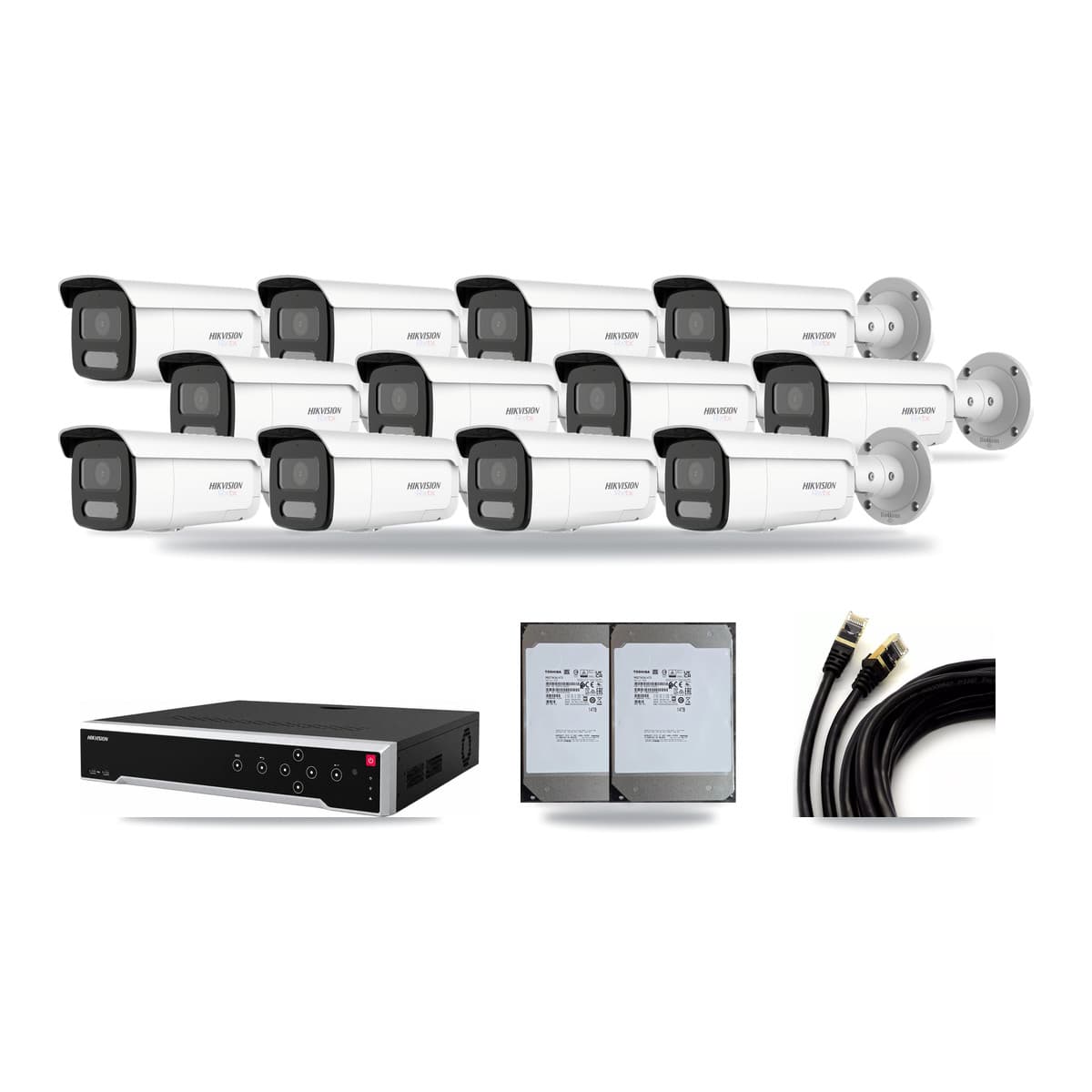 Hikvision 32-Channel 4MP – 4K CCTV Kit — 1 4MP + 11 4K Bullet Cameras + 2× 14TB Recording - Image 1
