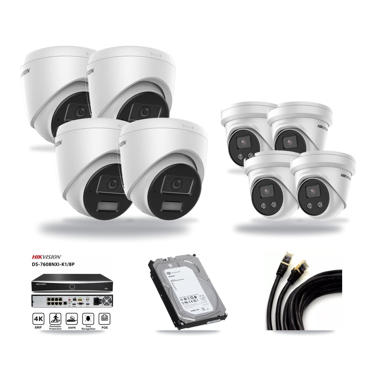 Hikvision 8-Channel 4MP – 5MP CCTV Kit — 4 4MP + 4 5MP Turret Cameras + 6TB Recording - Image 1