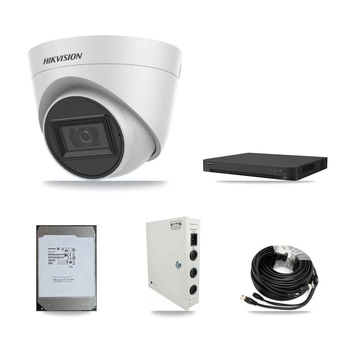 Hikvision 16-Channel 5MP CCTV Kit — 16 White Turret Cameras + 14TB Recording