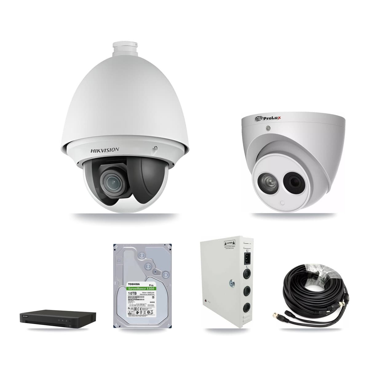 Hikvision & Prolux 16-Channel 2MP – 4MP CCTV Kit — 13 2MP PTZ + 1 4MP Turret Cameras + 10TB Recording (IDS-7216HQHI Recorder) - Image 1