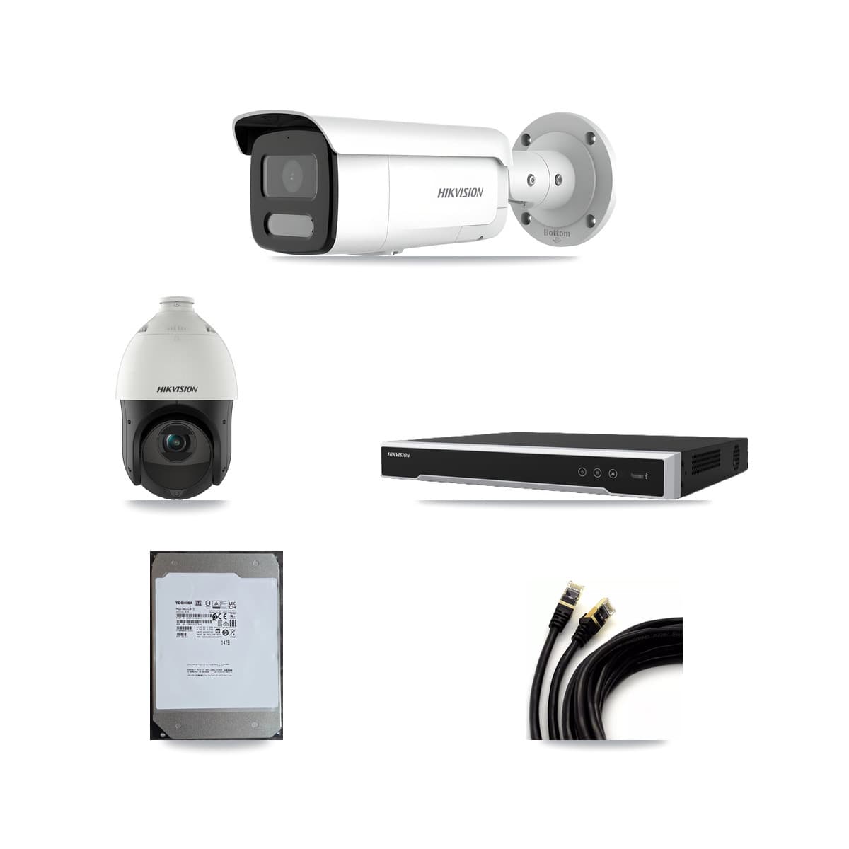 Hikvision 16-Channel 4MP CCTV Kit — 15 Bullet + 1 PTZ Cameras + 14TB Recording (DS-7616NI-M2 Recorder)