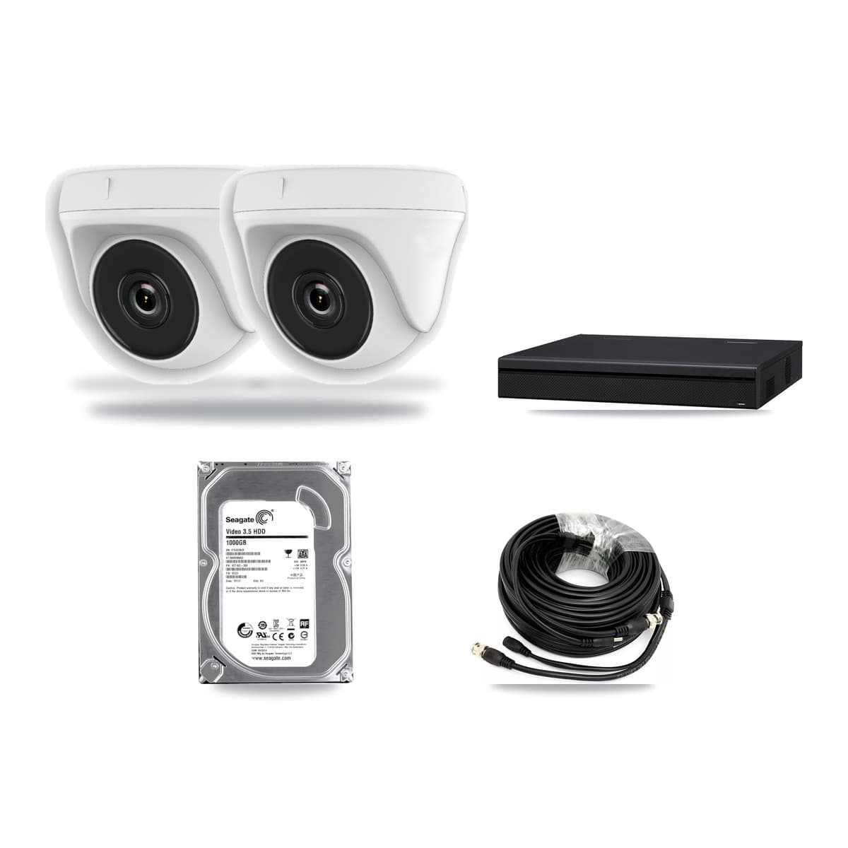 8-Channel 2MP CCTV Kit — 2 White Dome Cameras + 1TB Recording (XVR-3108AD Recorder) - Image 1