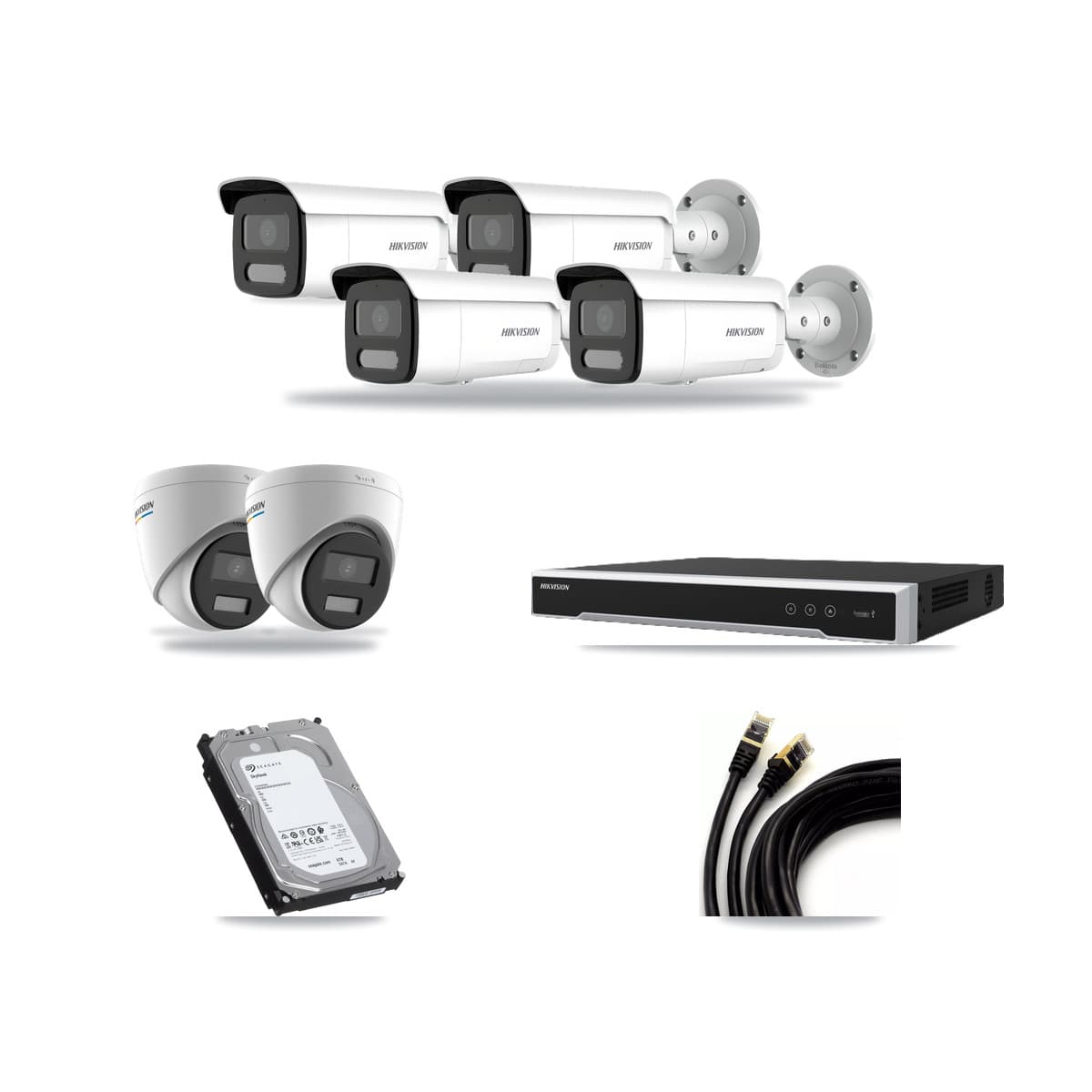 Hikvision 8-Channel 2MP – 4MP CCTV Kit — 2 2MP Turret + 4 4MP Bullet Cameras + 6TB Recording (DS-7608NI-M2 Recorder) - Image 1