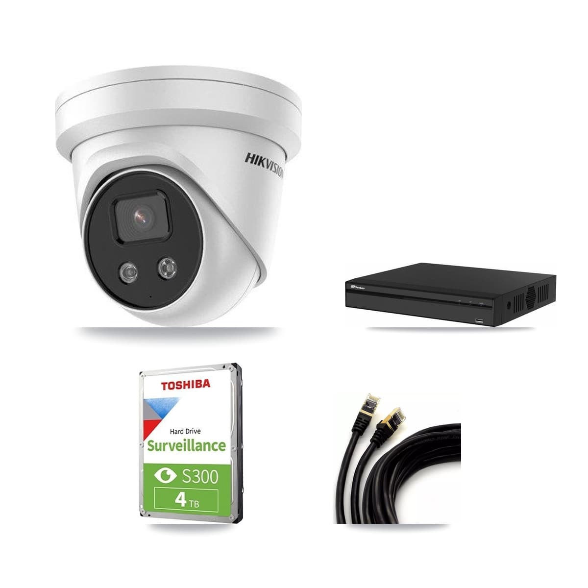 Hikvision & Prolux 4-Channel 5MP CCTV Kit — 3 Turret Cameras + 4TB Recording