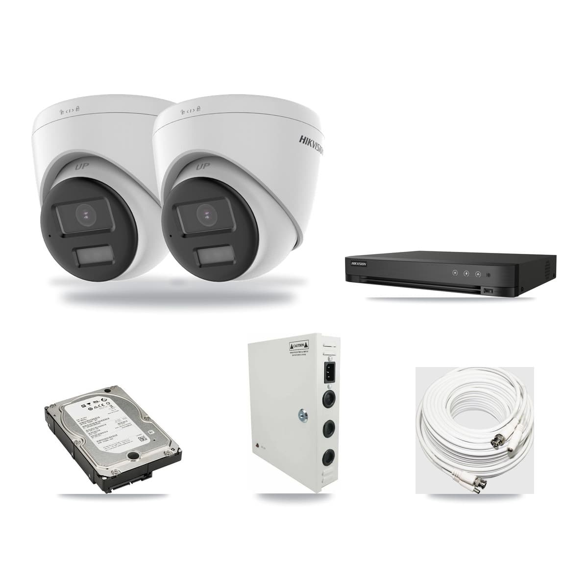 Hikvision 4-Channel 4K CCTV Kit — 2 DS-2CE78U0T Turret Cameras + 5TB Recording (DS-7204HUHI Recorder) - Image 1