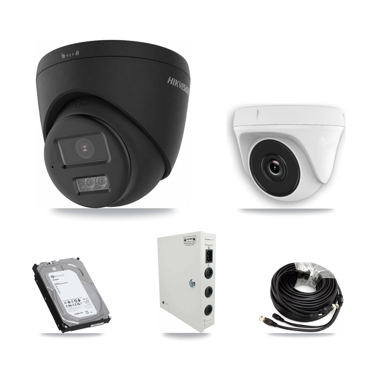 Hikvision 32-Channel 2MP – 4K CCTV Kit — 6 Black 4K Turret + 6 White 2MP Dome Cameras + 3× 6TB Recording