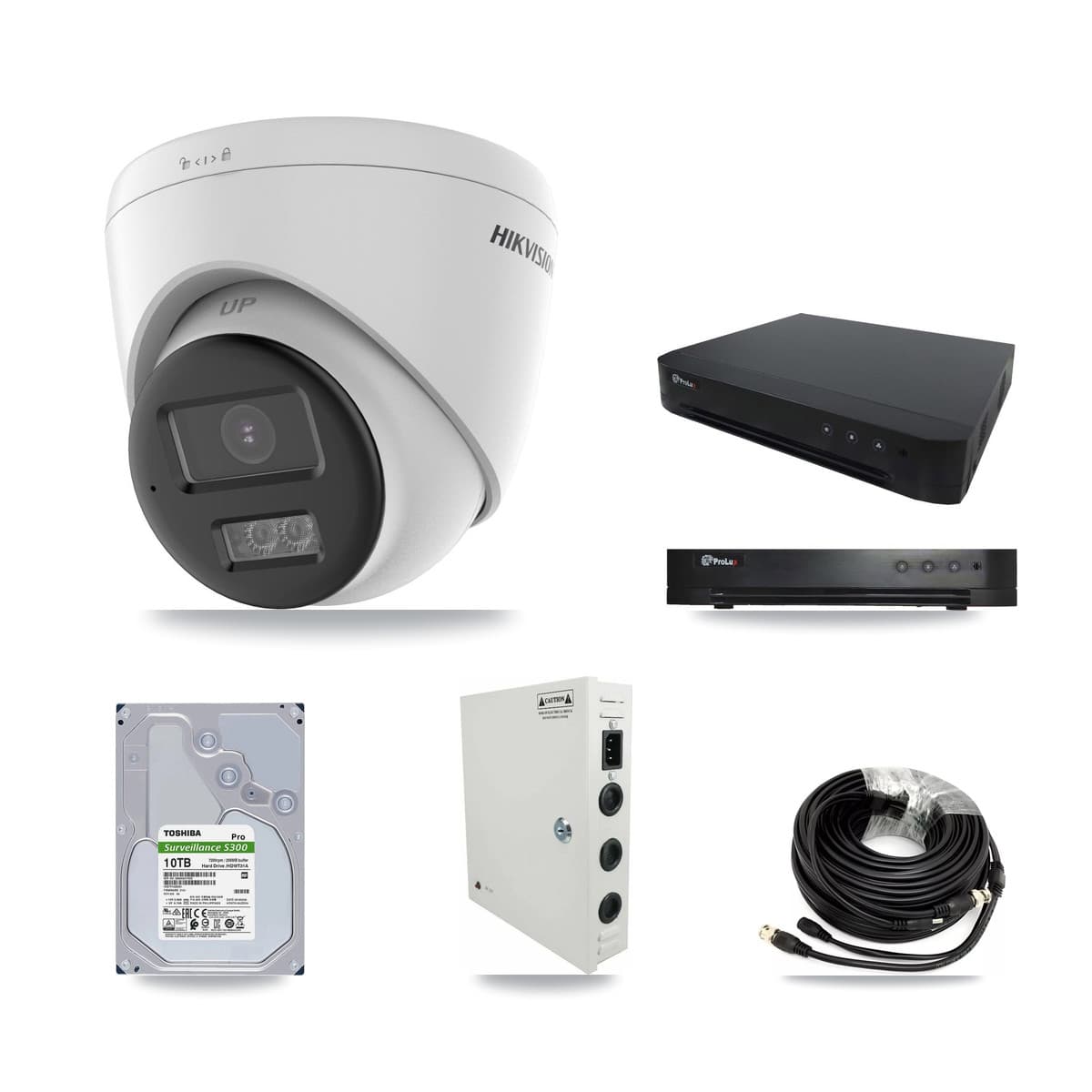 Hikvision & Prolux 16-Channel 5MP CCTV Kit — 12 DS-2CE78K0T-LTS Turret Cameras + 10TB Recording (PXD-8216-HYK4MP Recorder)