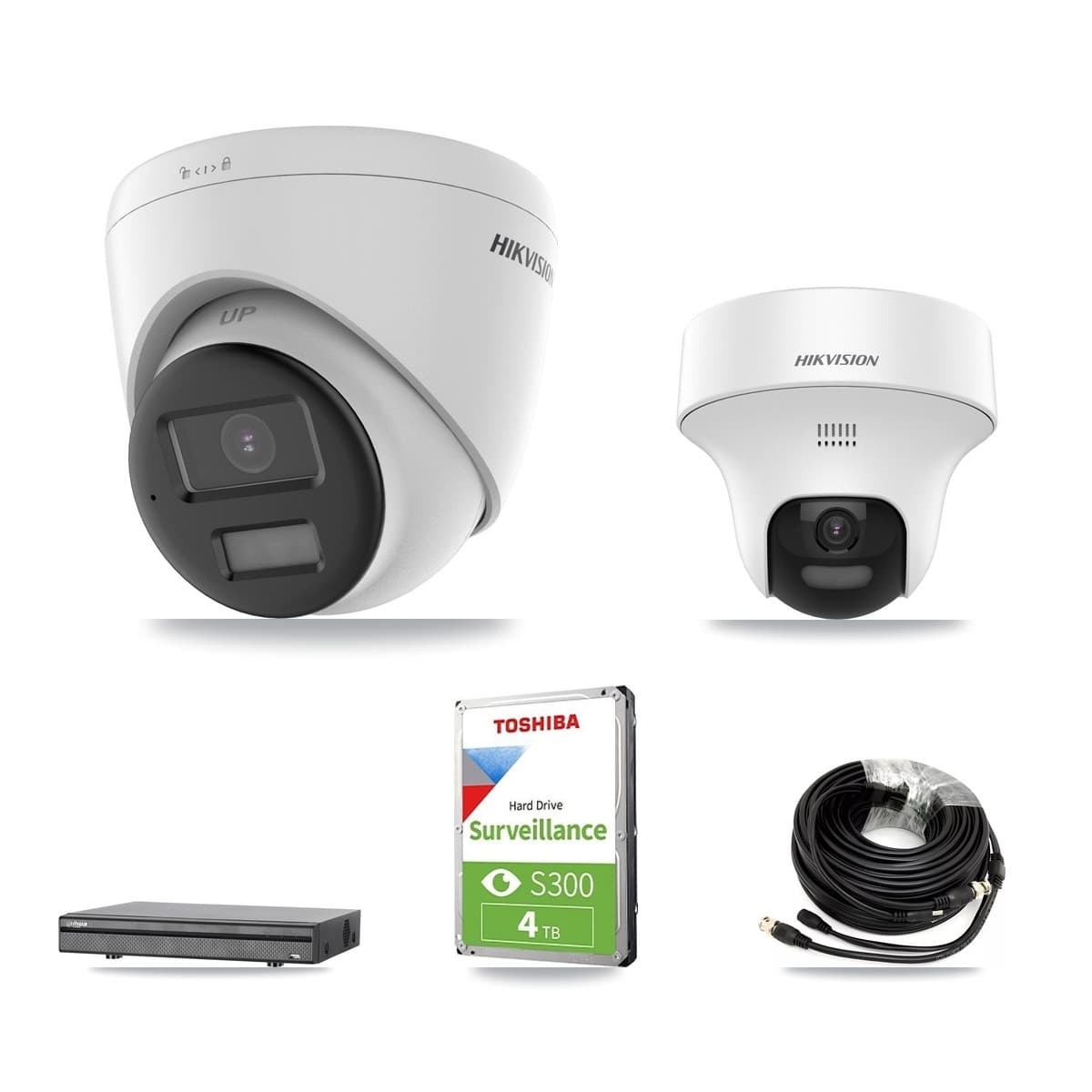 Hikvision & Dahua 8-Channel 5MP CCTV Kit — 1 DS-2CE70K0T + 2 DS-2CE78K0T Turret Cameras + 4TB Recording - Image 1