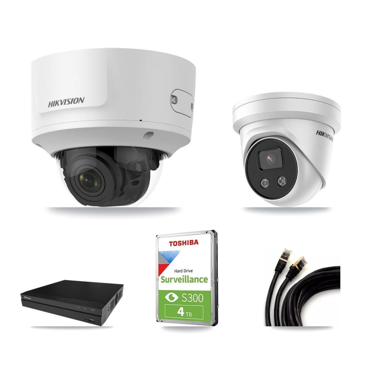 Hikvision & Prolux 16-Channel 2MP – 5MP CCTV Kit — 2 2MP Dome + 2 5MP Turret Cameras + 4TB Recording