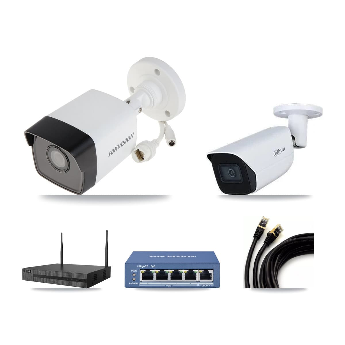 4-Channel 5MP CCTV Kit — 1 DS-2CD1053G0 + 1 IPC-HFW3541E Bullet Cameras + 3TB Recording (NVR-104MH-D Recorder)