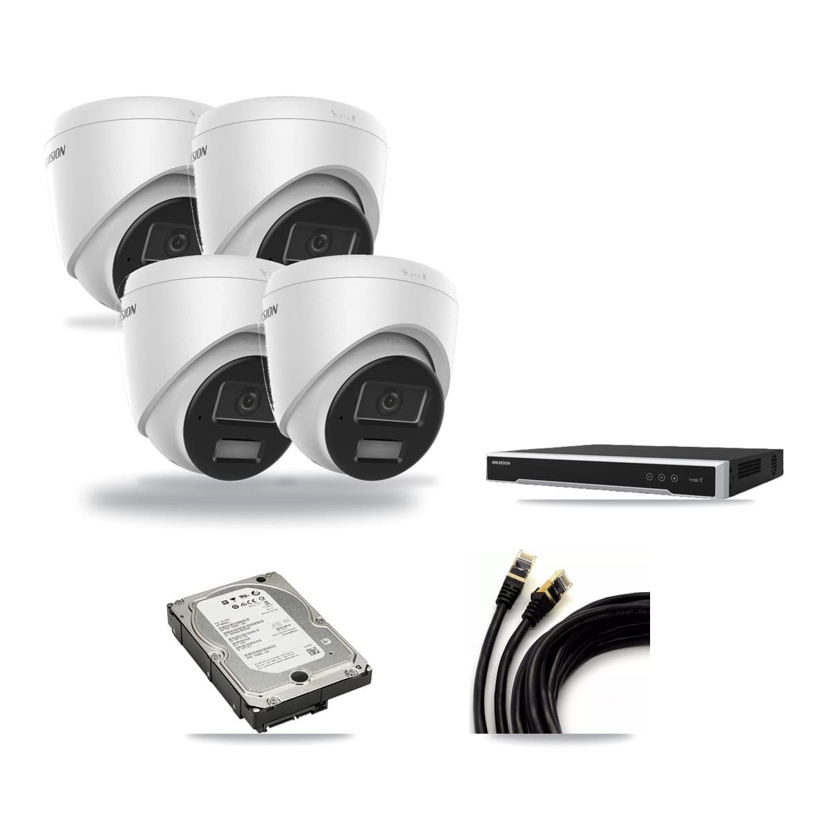 Hikvision 16-Channel 4MP CCTV Kit — 4 DS-2CD1343G2 Turret Cameras + 5TB Recording (DS-7616NI-M2 Recorder) - Image 1