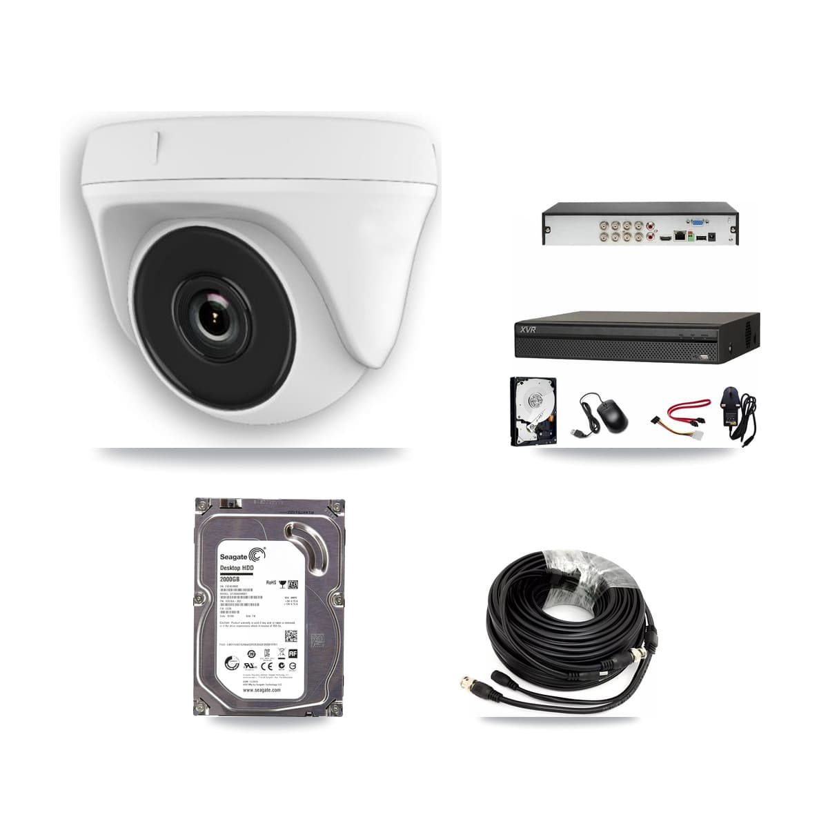 Dahua 8-Channel 2MP CCTV Kit — 3 White Dome Cameras + 2TB Recording (XVR-3108AD Recorder)