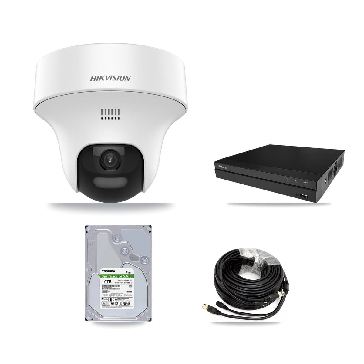Hikvision & Prolux 8-Channel 5MP CCTV Kit — 7 DS-2CE70K0T Turret Cameras + 10TB Recording (PXD-5208AN Recorder)