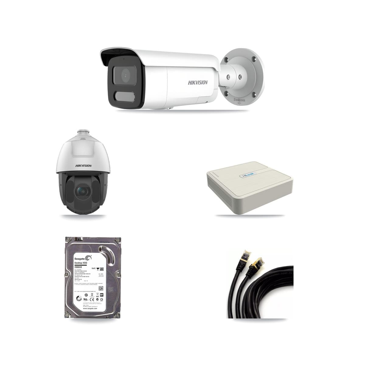 Hikvision & HiLook 8-Channel 2MP – 4MP CCTV Kit — 1 4MP Bullet + 1 2MP PTZ Cameras + 2TB Recording (NVR-108H-D Recorder) - Image 1
