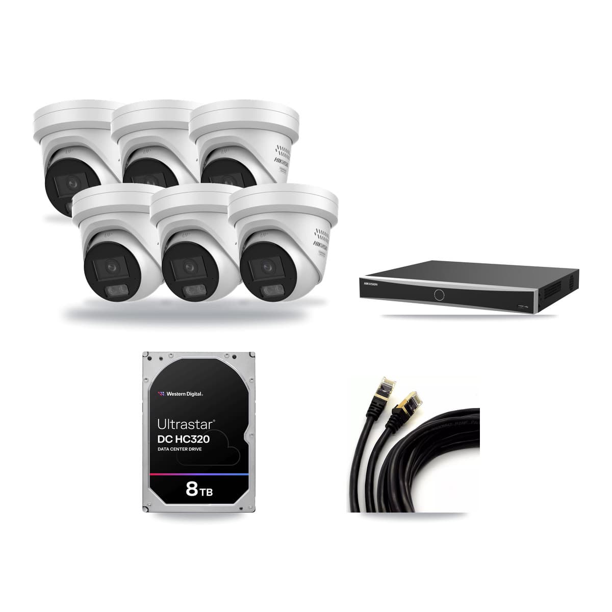 Hikvision 16-Channel 4MP CCTV Kit — 6 DS-2CD2347G3 Turret Cameras + 8TB Recording (DS-7616NXI Recorder) - Image 1