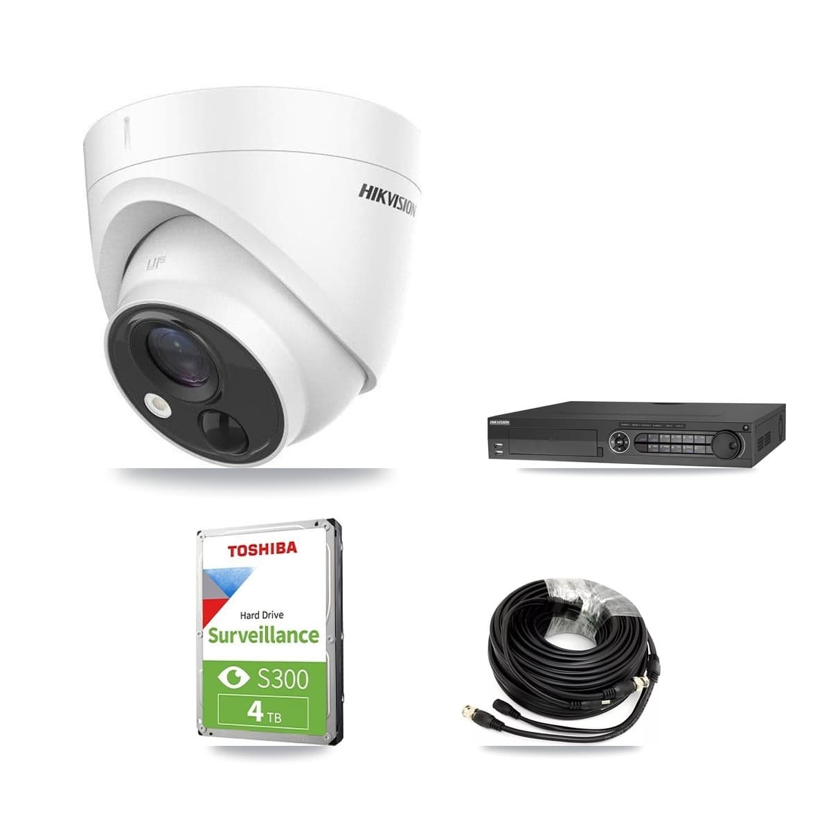 Hikvision 32-Channel 5MP CCTV Kit — 3 DS-2CE71H0T Turret Cameras + 4TB Recording (DS-7332HQHI Recorder)