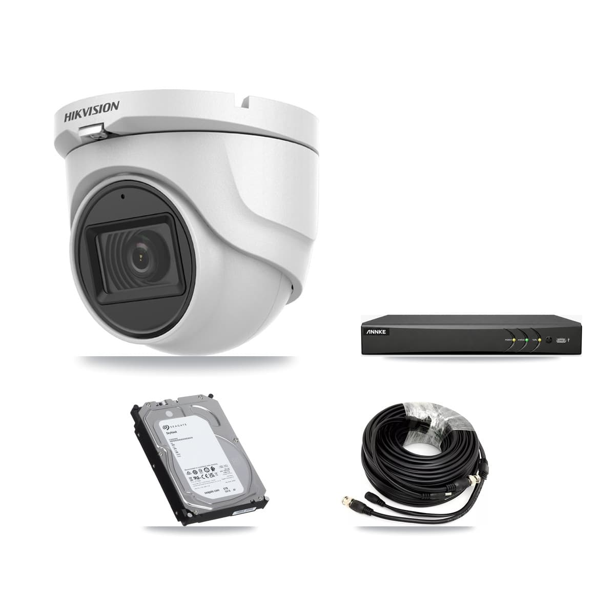 Hikvision & ANNKE 4-Channel 5MP CCTV Kit — 4 DS-2CE76H0T Turret Cameras + 6TB Recording - Image 1