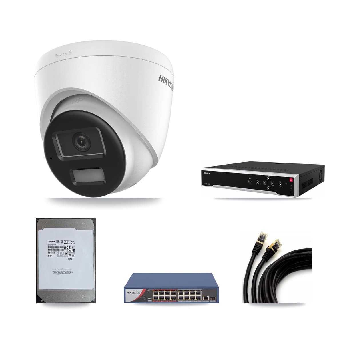 Hikvision 32-Channel 4K CCTV Kit — 31 Turret Cameras + 4× 14TB Recording