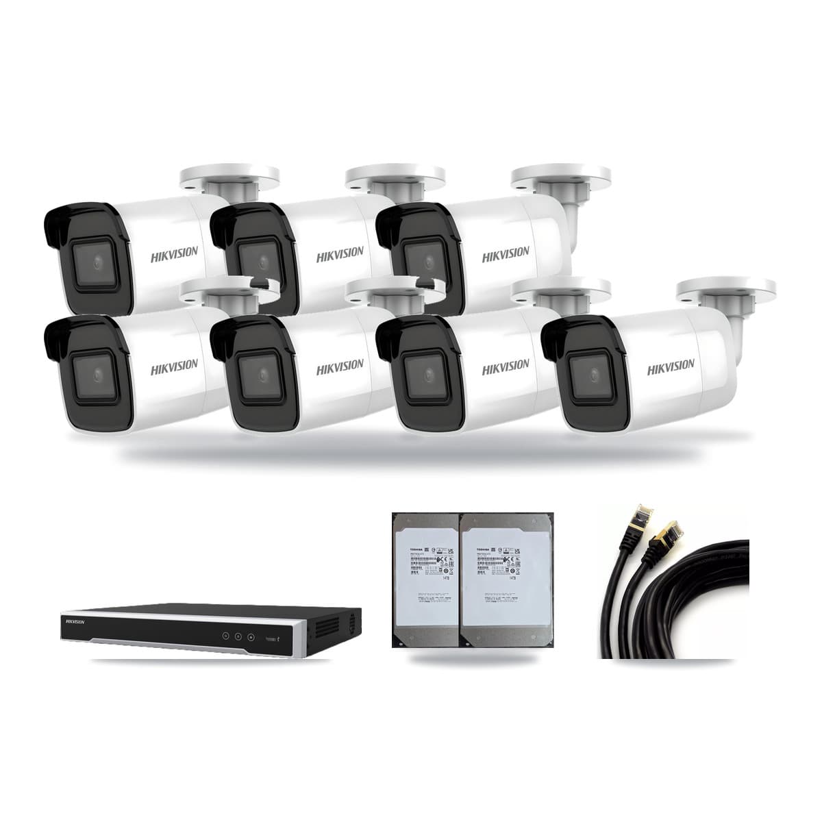 Hikvision 16-Channel 5MP – 4K CCTV Kit — 7 4K Bullet + 7 5MP Dome Cameras + 2× 14TB Recording (DS-7616NI-M2 Recorder) - Image 1