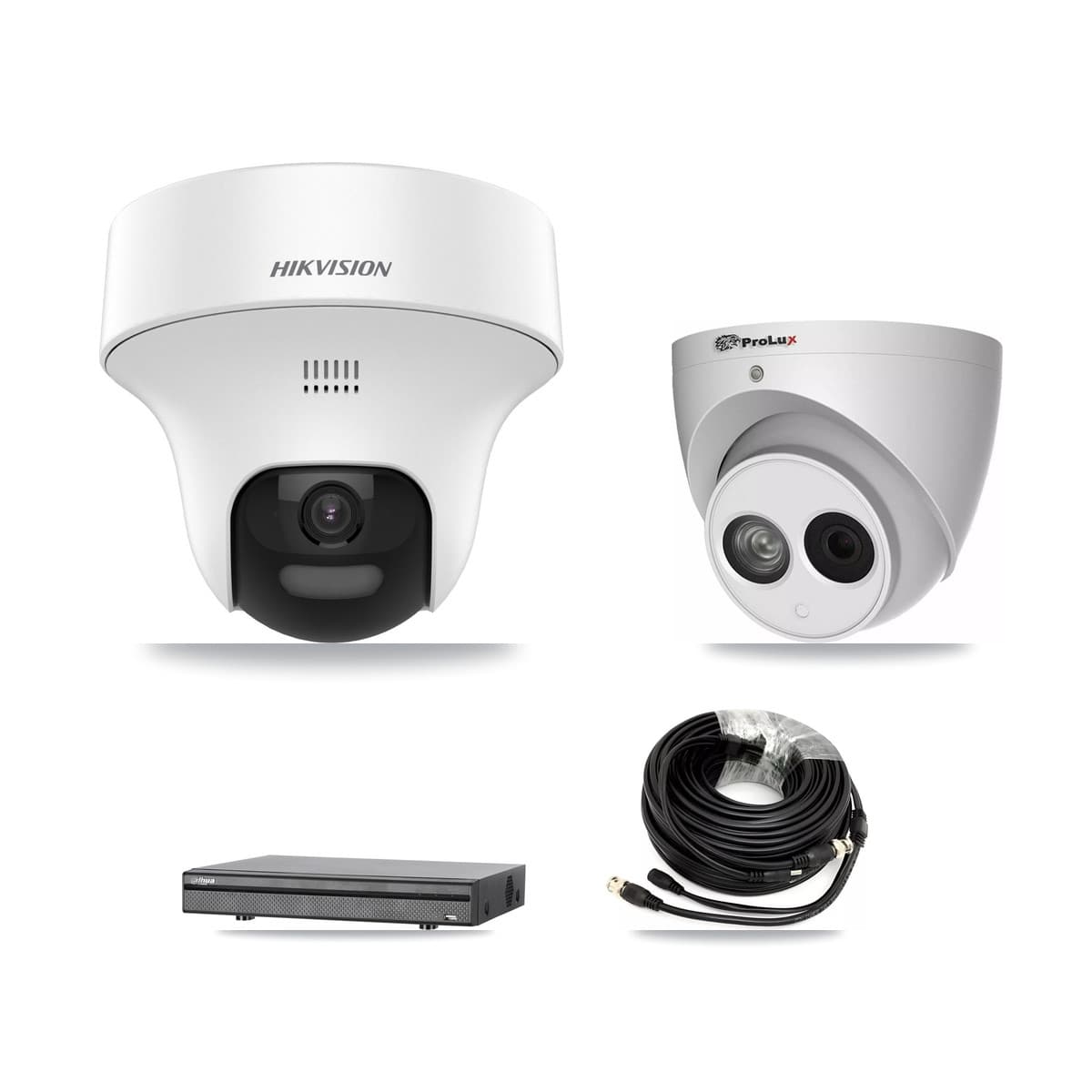 8-Channel 4MP – 5MP CCTV Kit — 5 DS-2CE70K0T 5MP + 1 PXC-612C4W-A 4MP Turret Cameras + 8TB Recording (DH-XVR5108H Recorder)
