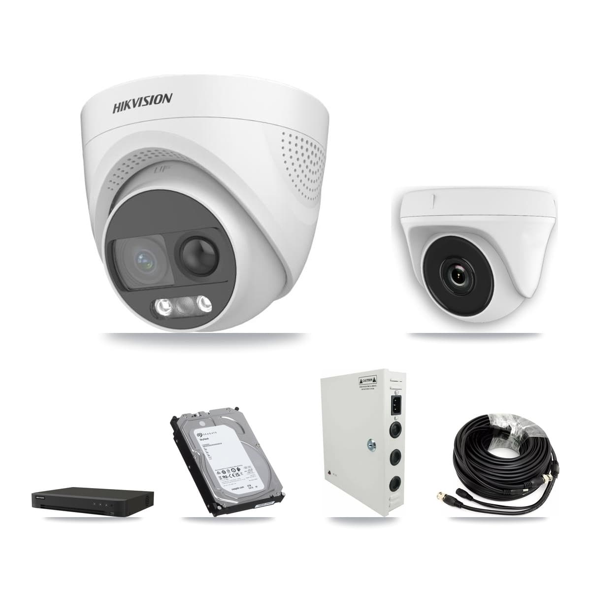 Hikvision 16-Channel 2MP – 5MP CCTV Kit — 15 DS-2CE72KF3T 5MP Turret + 1 White HDT-2MP-N20W 2MP Dome Cameras + 6TB Recording (IDS-7216HQHI Recorder) - Image 1